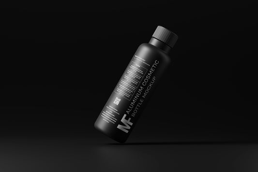 a black bottle of deodorant on a black background