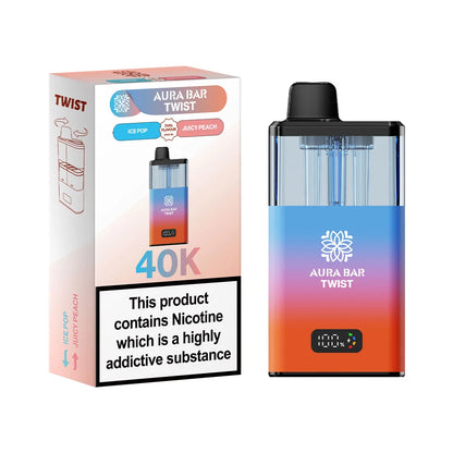 Aura Bar Twist 40K Prefilled Pod Kit - Ice Pop / Juicy Peach