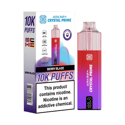 Crystal Prime Aura Bar 10K Prefilled Pod Kit - Berry Blaze