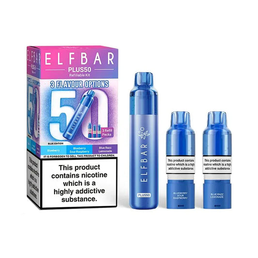 Elf Bar Plus 50 Refillable Pod Kit - Blue Edition