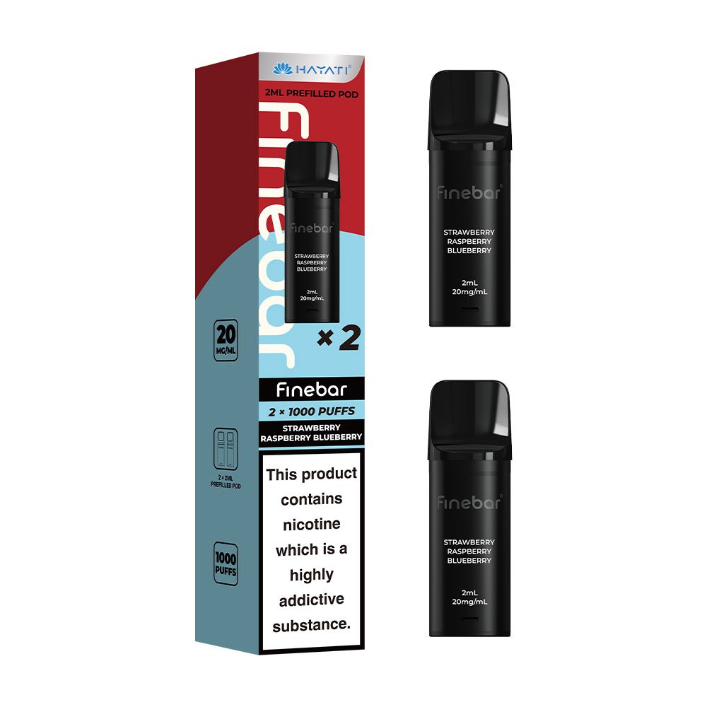 Hayati Finebar 1000 Puffs Prefilled Pods (Pack of 2) - Strawberry Raspberry Blueberry