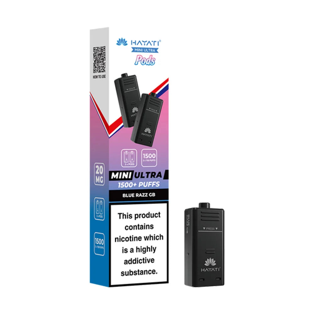 Hayati Ultra Mini 1500 Prefilled Pods - Blue Razz GB