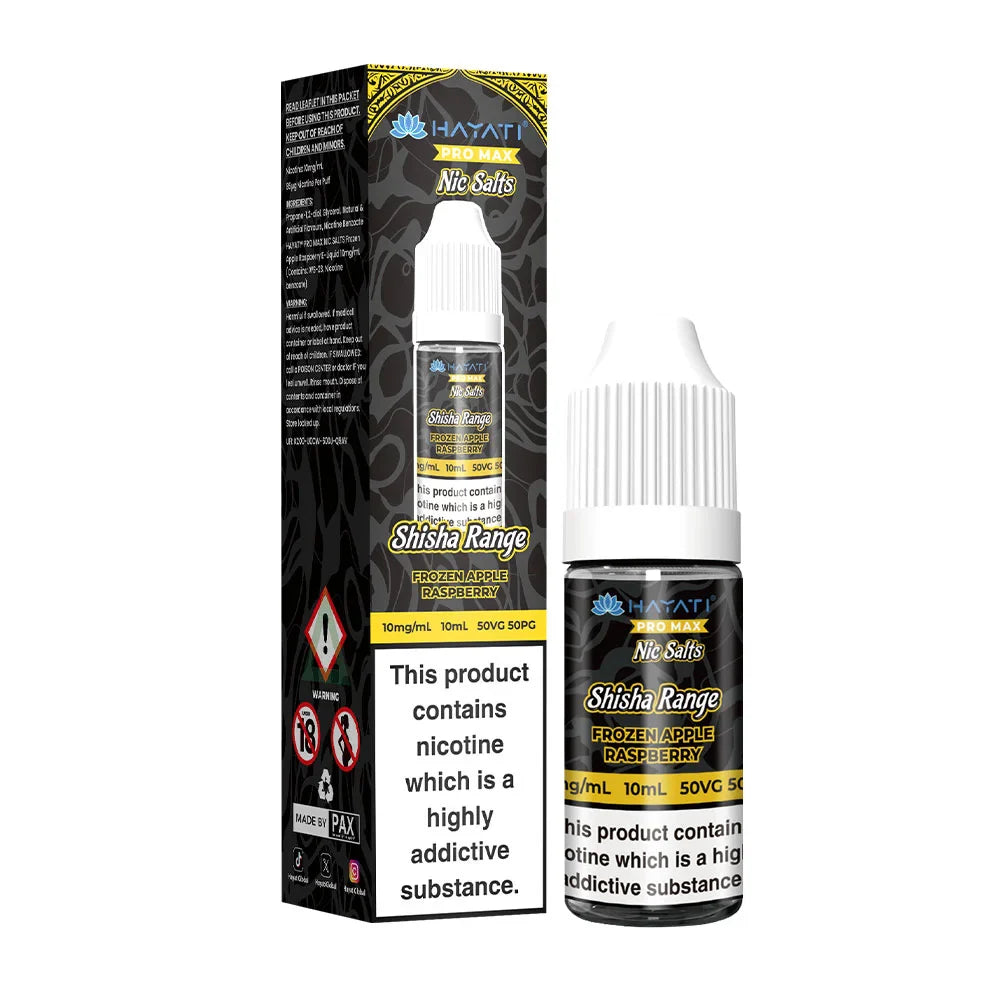 Hayati Pro Max Shisha Range 10ml Nic Salts E Liquid - Frozen Apple Raspberry
