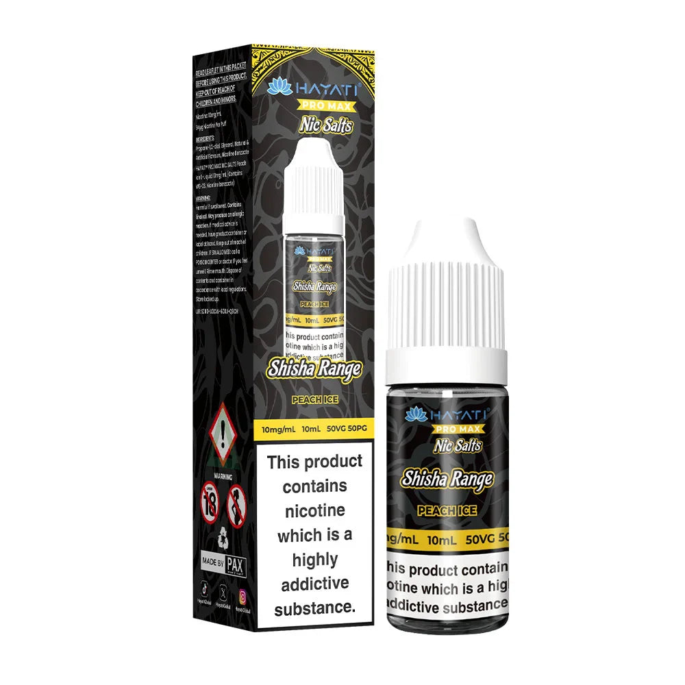 Hayati Pro Max Shisha Range 10ml Nic Salts E Liquid - Peach Ice