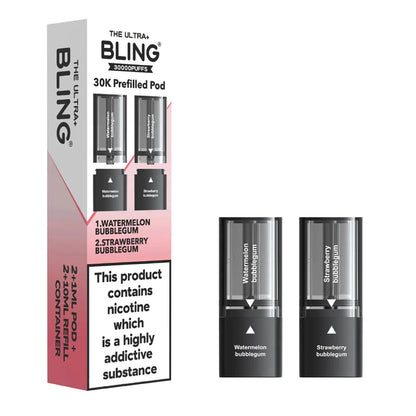 The Bling Ultra Plus 30K Prefilled Pods - Watermelon Bubblegum / Strawberry Bubblegum